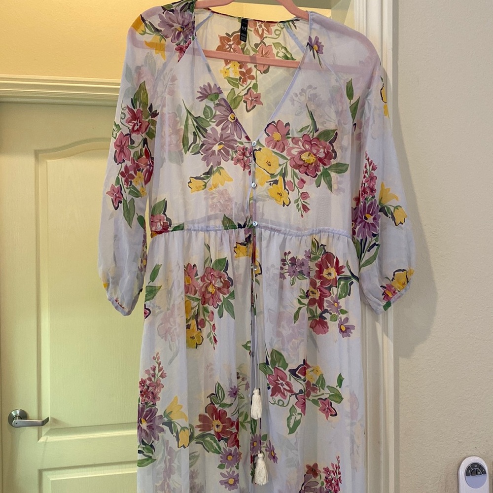 Zara TRF Sheer Floral Coverup/Duster, XS